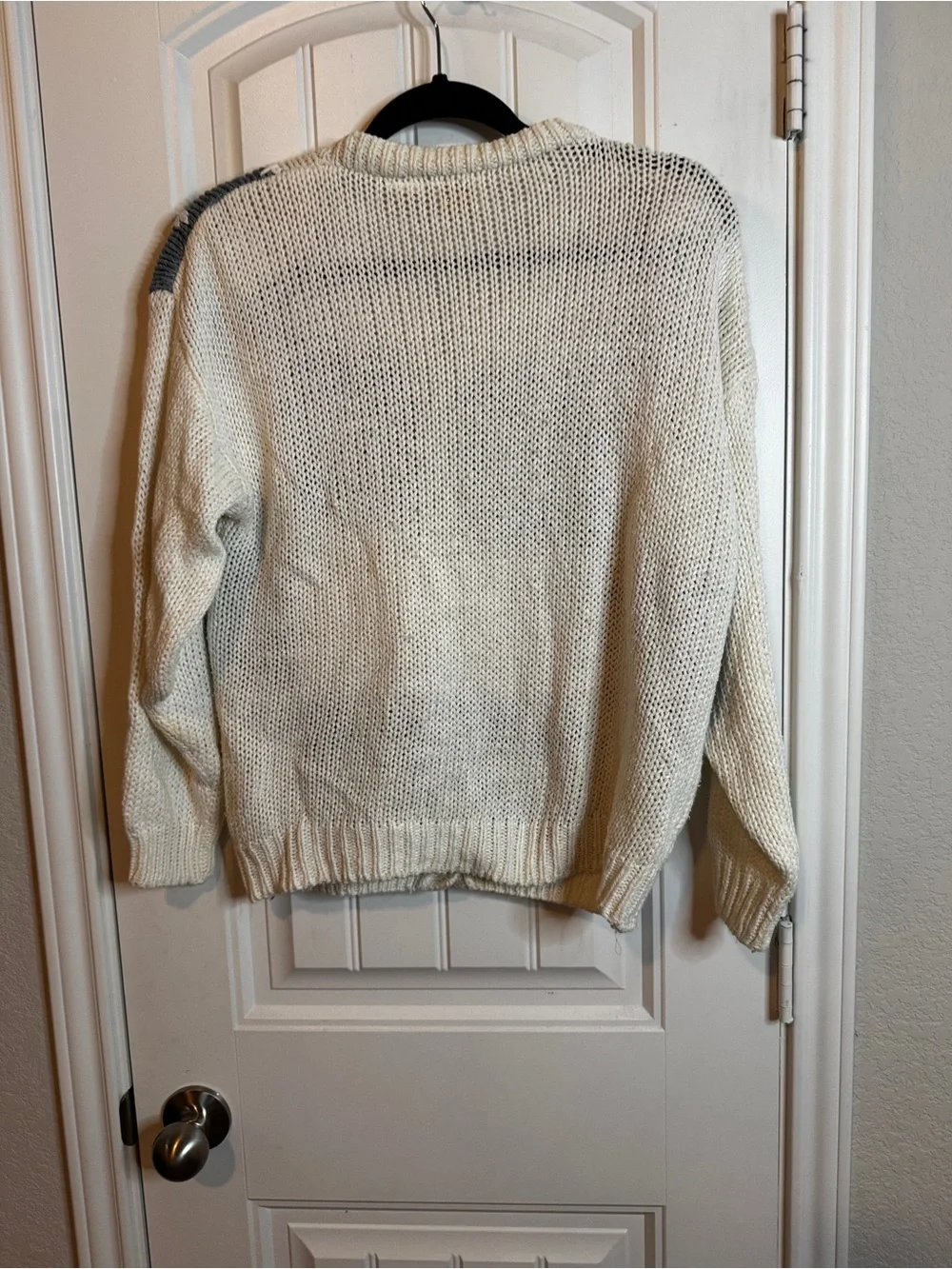 Needles & Yarn Cardigan Womens S Ivory Granny Square Knit Sweater vintage